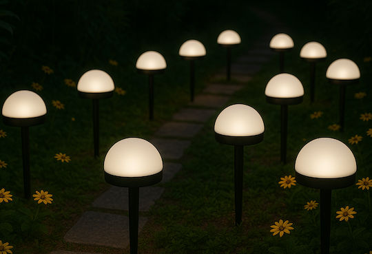 Nattera Set of 4 Stake Solar Lights 500lm with Cold White Light IP44