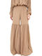 Women's Fabric Trousers with Elastic in Loose Fit Mocha Mousse