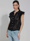 Ärmellos Damen Hemd Black