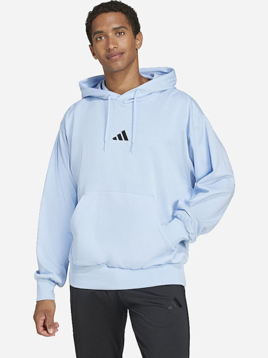 adidas Feelcozy Φούτερ Γαλάζιο με Κουκούλα
