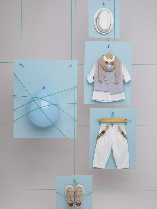 Baptism Suit for Boy Dionisis White-Light Blue-Beige 1720 Bambolino Bmb-1720