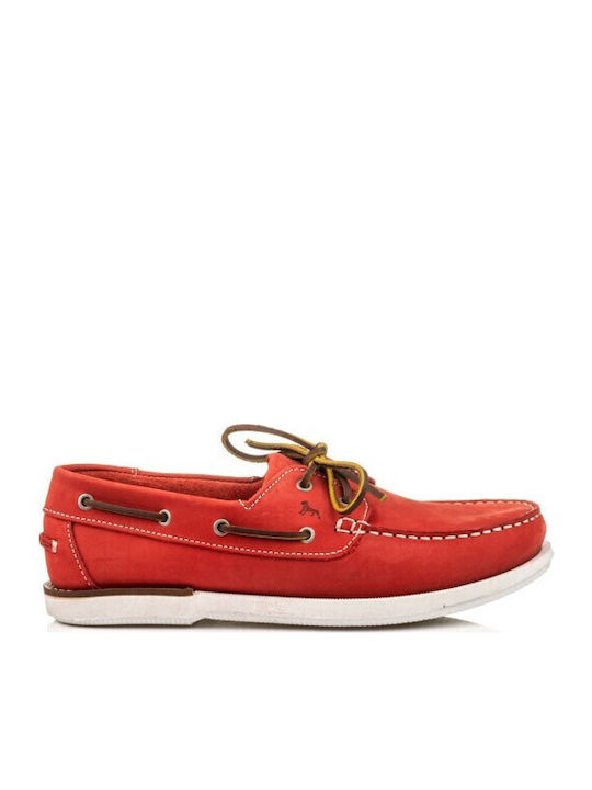 Men's Leather Boat Shoes Red