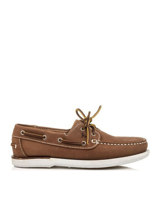 Boxer Men's Leather Boat Shoes Brown