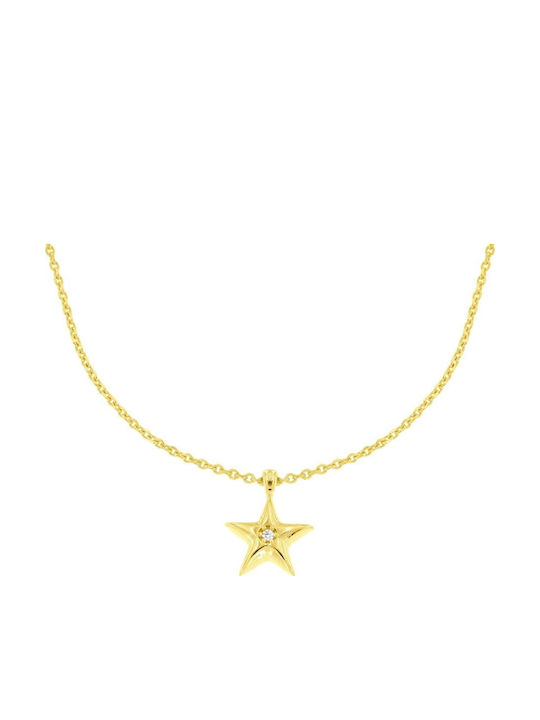 Eforo Charm mit Design Stern aus Gold 9 K mit Zirkon