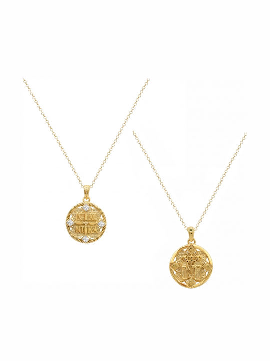 Art d or Charm Amulet Constantine from Gold 9 K with Zircon