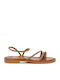 Δερμάτινα Γυναικεία Σανδάλια Gold/Brown