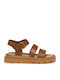 Leder Flache Sandalen für Damen mit Riemen in Braun Farbe