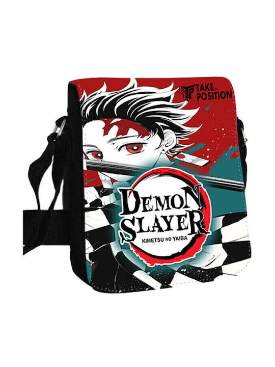 Anime Demon Slayer Logo Ανδρική Τσάντα Ώμου / Χιαστί Μαύρη