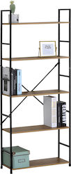 Bookcase Artemis-60144 Oak 5 Shelves 58.6x23.5x144cm Black Metal Frame
