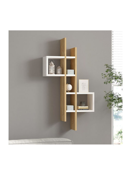Shelf Wall Garel Oak-white 53.8x19.6x108cm