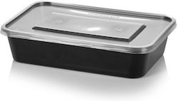 Schwarzer mikrowellengeeigneter Plastikbehälter mit Deckel 500 ml 50 Stück