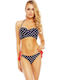 Bikini Set High Waist Polka Dot Dark Blue
