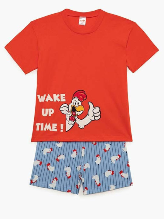 Minerva Kids' Pajamas Summer Red Roosters