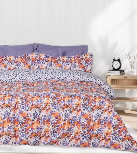 Das Home Set Semi-dublu 3buc 120x200+35cm cu Elastic Casual 5430 Orange, Purple
