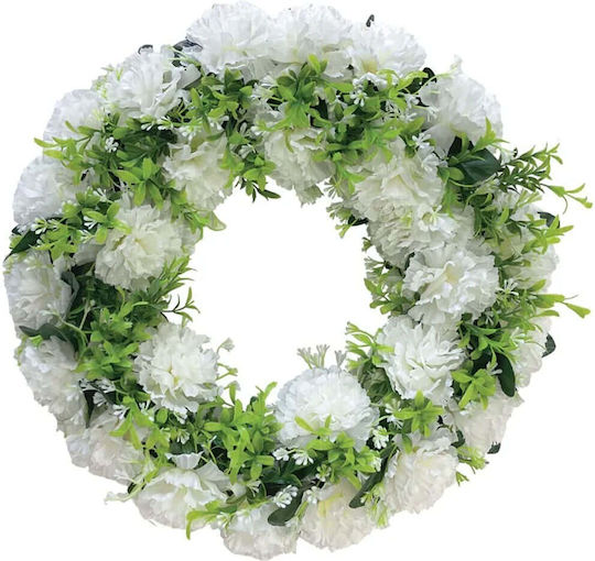 Στεφανι Λουλουδιων Λευκο Γαρυφαλλα Φ44cm 16/κιβ 13-24341-5