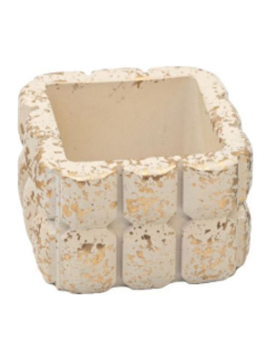 Plaster Square Cream Speckled Tealight Holder 7 X 5cm Z2018 Mak-z2018-ekrou