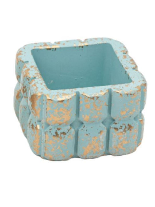 Plaster Tealight Holder Square Light Blue Speckled 7 X 5cm Z2018 Mak-z2018-light blue