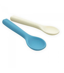 Smikkels Baby Set with Spoons made of Silicone Blue 2pcs