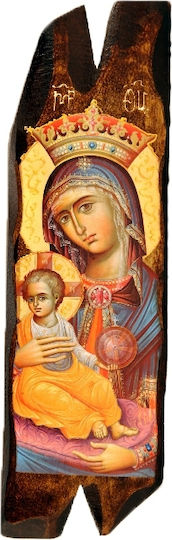 Icoană din lemn cu Fecioara Maria și Iisus Hristos N14 40x12cm