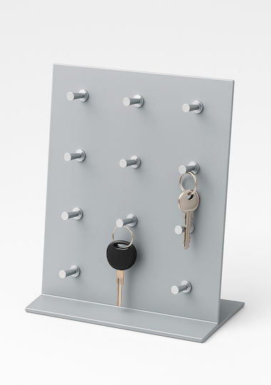 Giaspiti Tabletop Key Holder 9 Positions Metal Nickel 20x4x30m