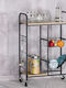 Metallisches Küchenwagen Mit 3 Ebenen Schwarz 57x30x85cm