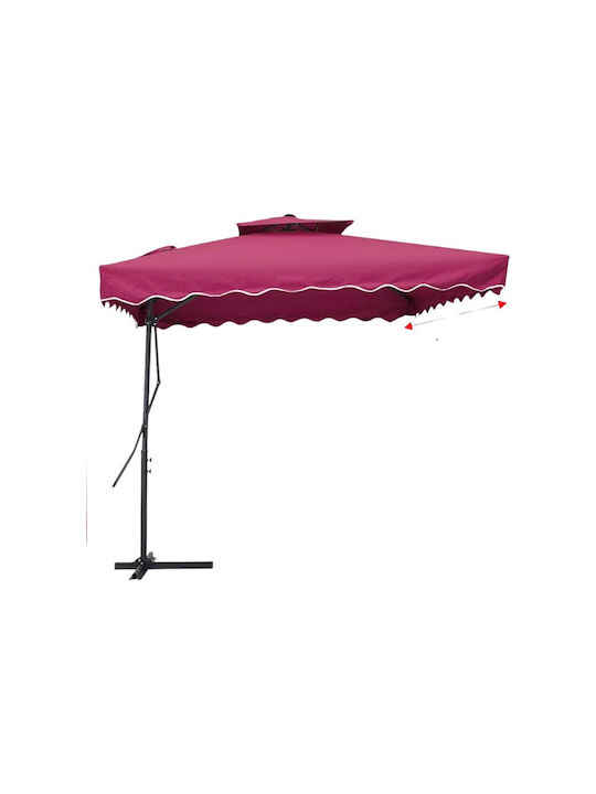 Umbrelă Pătrată Din aluminiu Fuchsia cu Bază de Susținere 2.14x2.14m 585373_fu