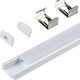 100959 Aluminum Profile White Milky Cover Surface Use Pressed Cover Silver 1 Meter M100 X W1.24 X H0.7cm Set Clips + End Caps