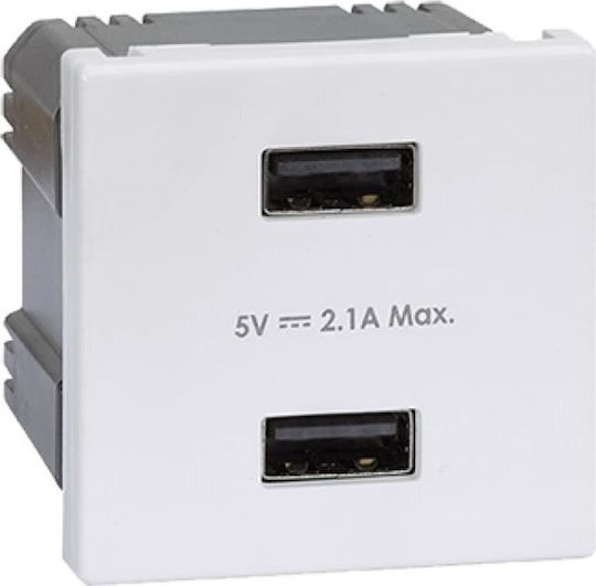 Kontakt-Simon Priză Mortice cu 2 Porturi USB Albă