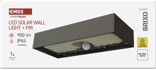 Emos Wall Mounted Solar Light 900lm Natural White 4000K with Motion Sensor and Photocell IP65