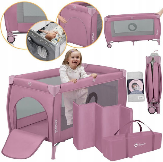 Lionelo Stefi Plus Laufstall 2 Ebenen Mit Matratze Rosa Magnolia 60x120cm