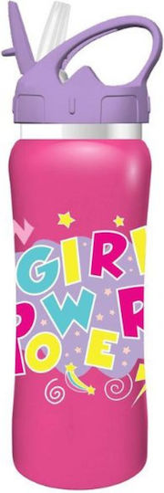 Must Team Girl Stainless Steel Kids Water Bottle with Straw Girl Power 500ml