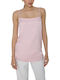 Damen Bluse Satin Ärmellos Pink