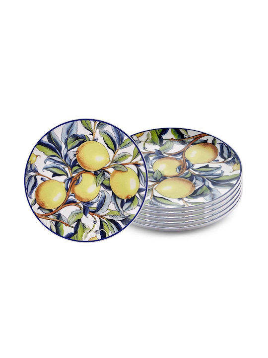 Hermia Plate Desert Ceramic Multicolour with Diameter 19cm 6pcs