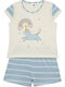 Minerva Kids' Pajamas Summer Cotton Ecru Unicorn Stripes