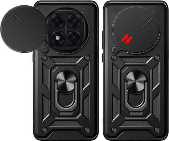 Bodycell Slide Cover Umschlag Rückseite Schwarz (Xiaomi 14 ProRealme 14 ProHonor X7)