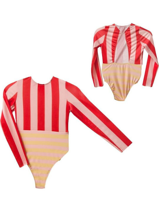 Two In A Castle Kids Swimwear Long Sleeve One-piece Red
