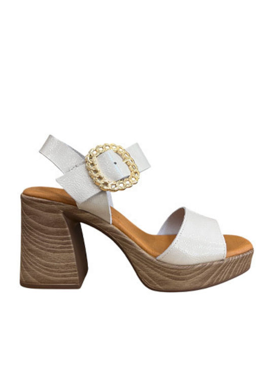 Oh My Sandals Δερμάτινα Πέδιλα Μπεζ