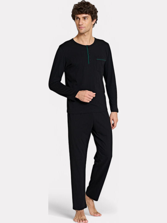 Pijamale Negre pentru Bărbați Pijadore – Mânecă Lungă Pjdr1814-1-black