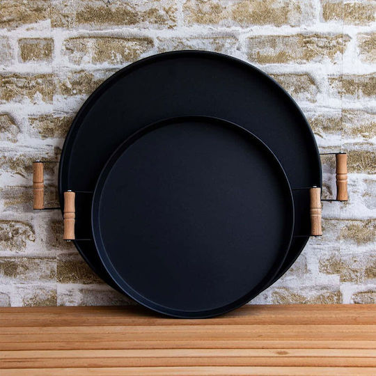 Hermia Metal Round Serving Tray in Black Color 37x37cm 289ALV1106 2pcs