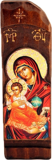 Icoană din lemn cu Fecioara Maria și Iisus Hristos N11 52x14cm