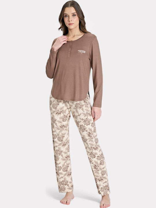 Pijadore Winter Women's Pyjama Set Brown