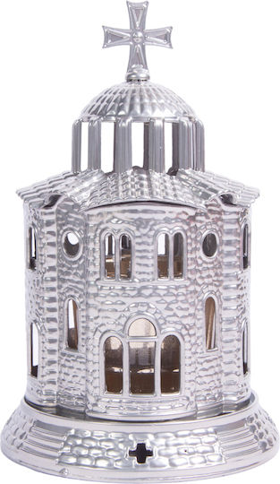 Metal Cylindrical Vigil Oil Lamp Church 1 Piece Silver