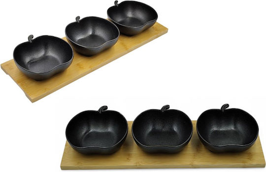 Galifas Wooden Dessert Divided Serving Tray Black 4pcs