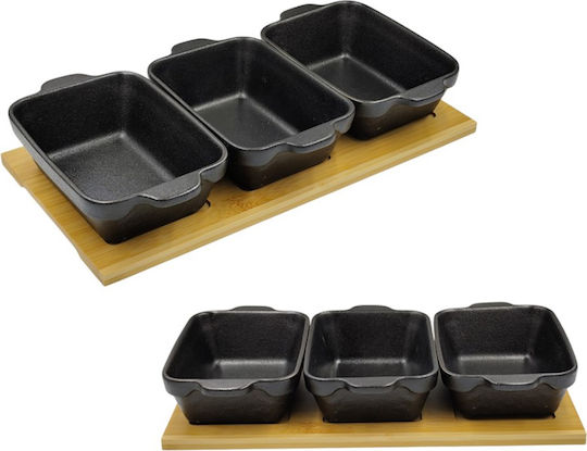 Galifas Wooden Dessert Divided Serving Tray Black 4pcs
