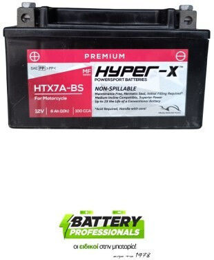 Hyper-X Мотоциклетна батерия 100Спецификация с капацитет 6Ах