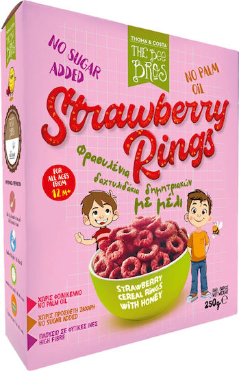 The Bee Bros Cereals with Flavor Rings, Strawberry with Honey Sugar Free 250gr for 12+ months