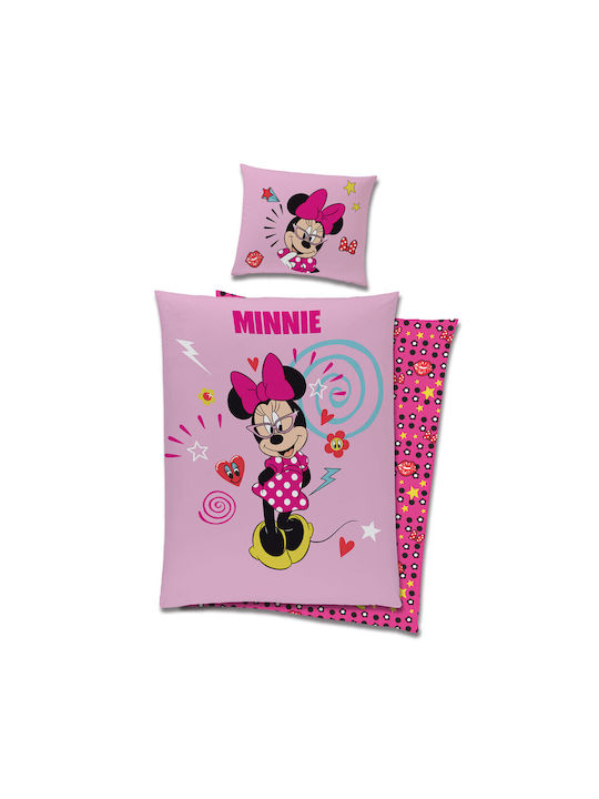 Disney Minnie Set Kids Duvet Cover Single with Pillowcase Cotton Pink 140x200cm