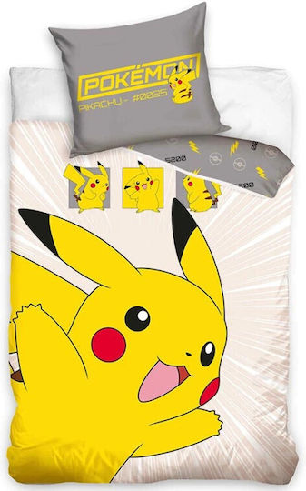 Pokemon Комплект Детски Плик за Завивка Единичен с Калъфка Памучен Жълт 140x200бр