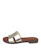 Flache Sandalen für Damen in Gold Farbe