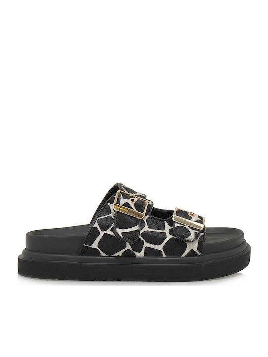 Leather Women's Flat Sandals Flatforms in White Color